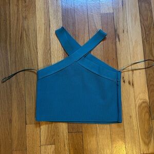 Sincerely Jules Teal Cross-Strap Crop Top